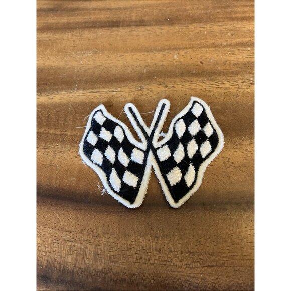 Vintage Checkered Flags Auto Racing Embroidered Patch - Picture 2 of 7